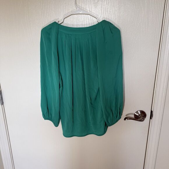 Diane Von Furstenberg Green Silk Chiffon Cahil Pintuck Blouse Career Fairy Large - Picture 6 of 11